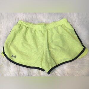 Under Armour Heat Gear Women's size Small Neon Yellow running shorts.